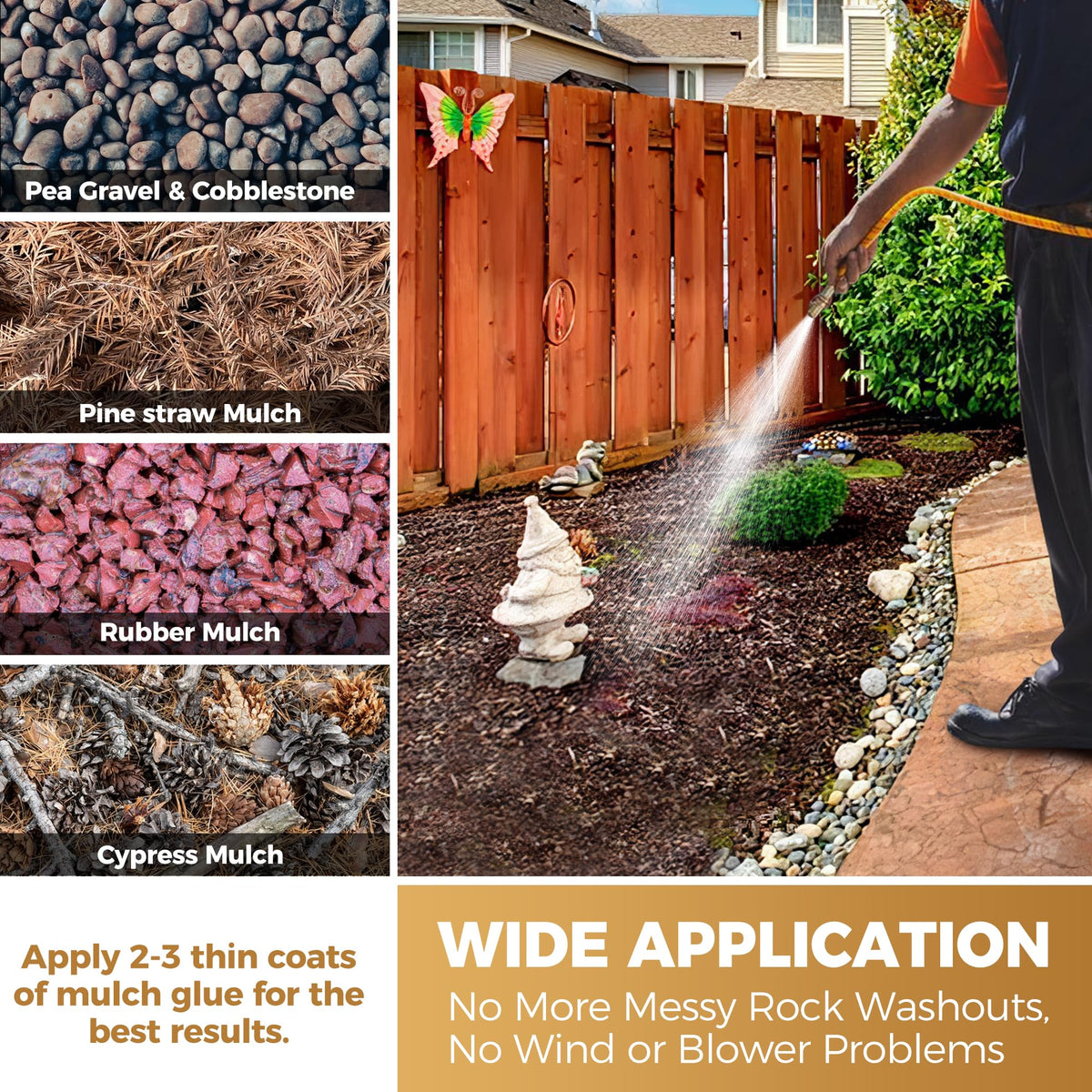 BALORIZ rock binder secures pea gravel in a clean walkway.