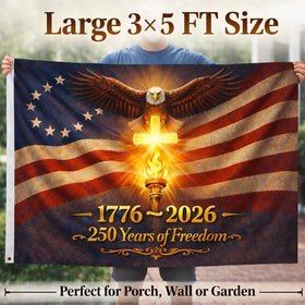 Bambluby flag side view demonstrates legible design from any direction during parades