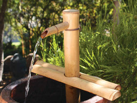 Bamboo Accents 12in fountain spout resting on a bowl rim for a tranquil water feature.
