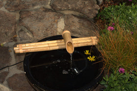 Close-up of handcrafted bamboo finish for refined garden and patio decor.