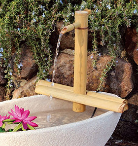 Bamboo Accents bowl rim placement enables quick, mess-free fountain setup.