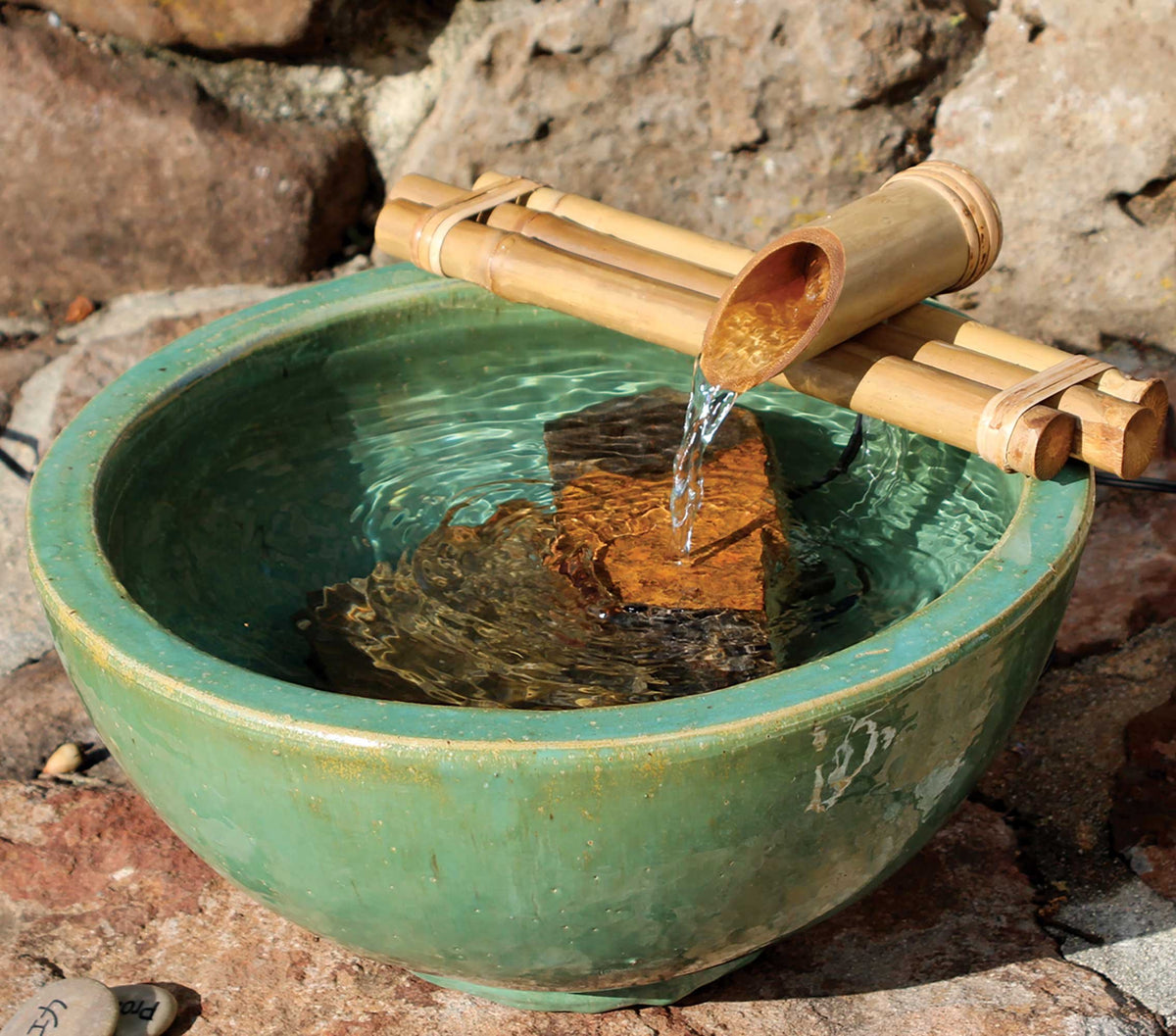 Bamboo Accents quiet 50 GPH pump keeps your fountain peaceful and adjustable.