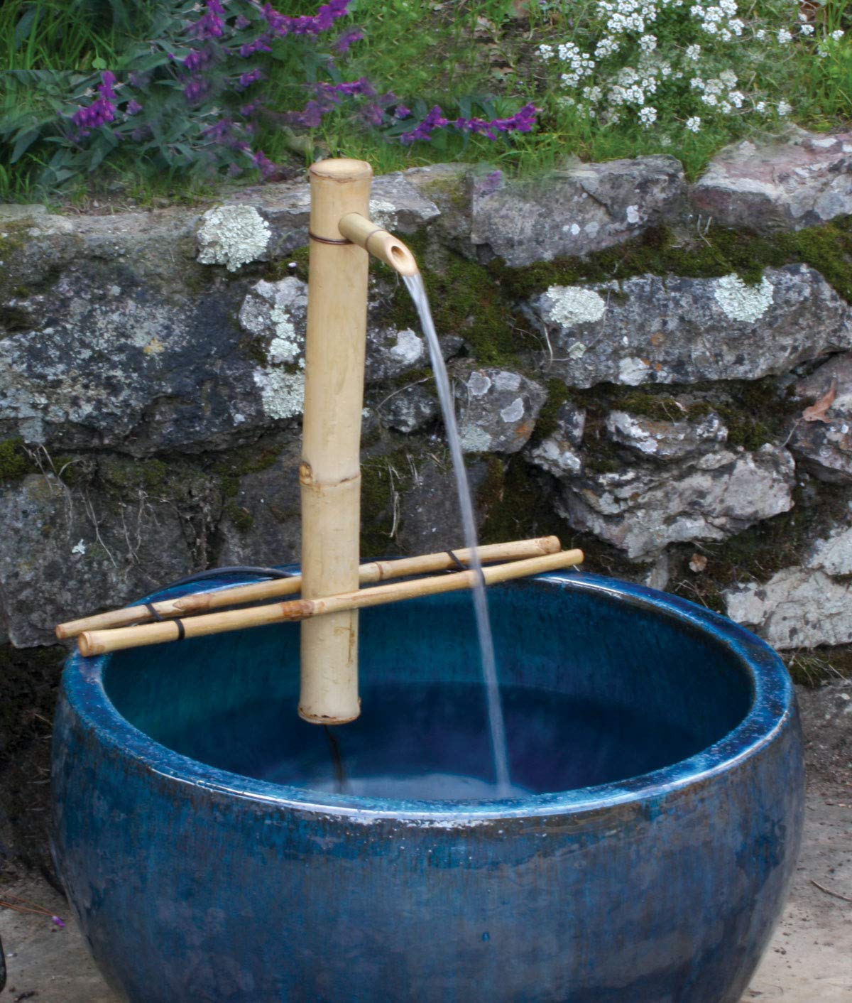 Bamboo Accents zen garden water feature for serene indoor or outdoor spaces.