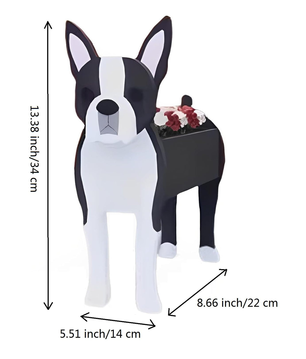 Bamboo's Grocery LoKii Boston Terrier planter, detachable design, quick setup for versatile use.