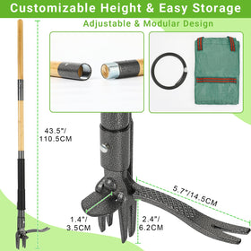 Bamda weed puller tool bamboo handle 43.5 inches enables back-friendly weed removal