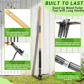 Bamda tool with dual-eject mechanism helps quick soil-free weed removal