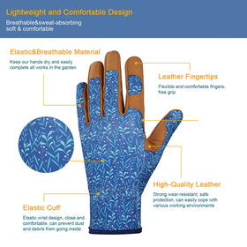 Bamllum gloves; backhand breathable fabric for all-day garden comfort.