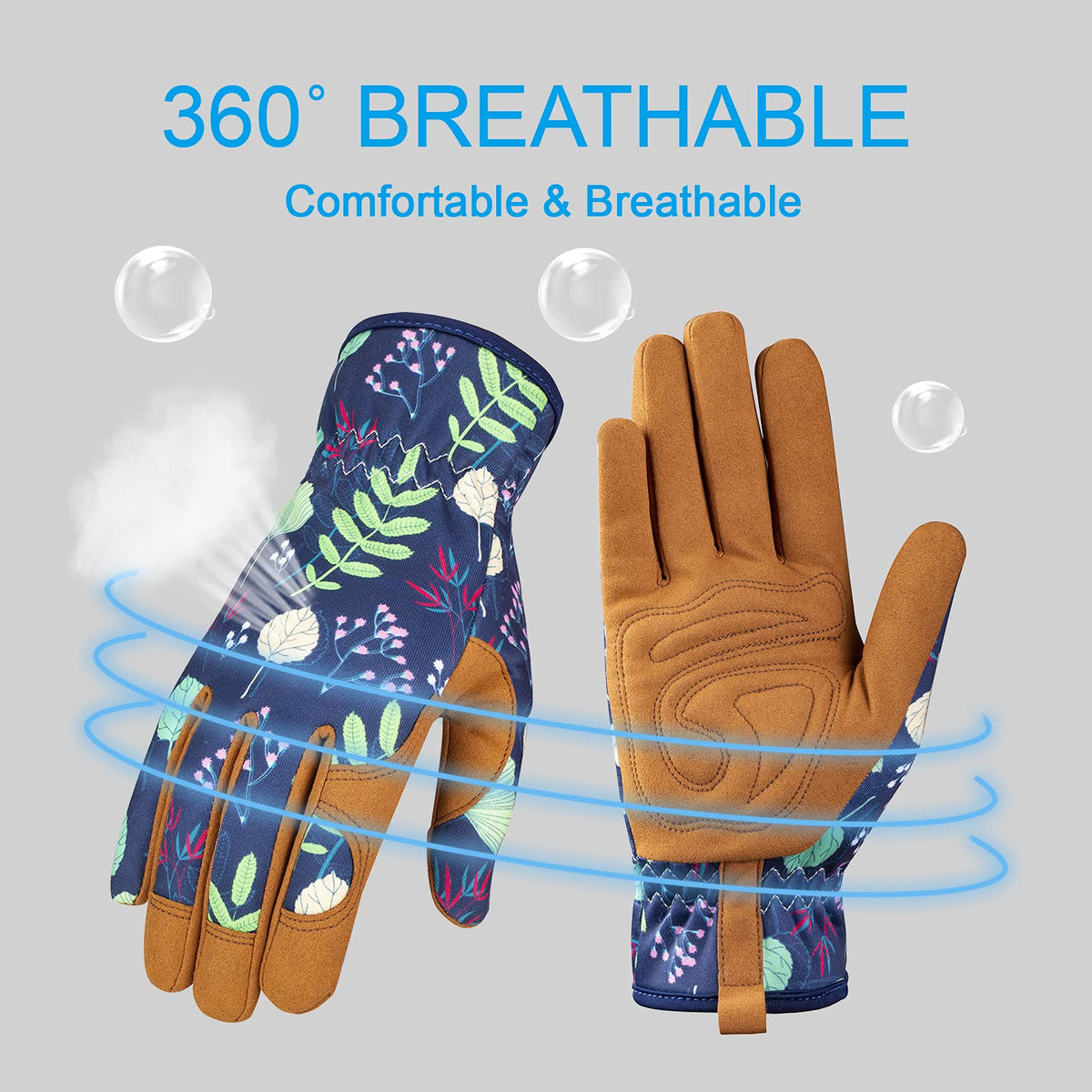 Back of the hand breathable fabric keeps hands dry during long garden tasks