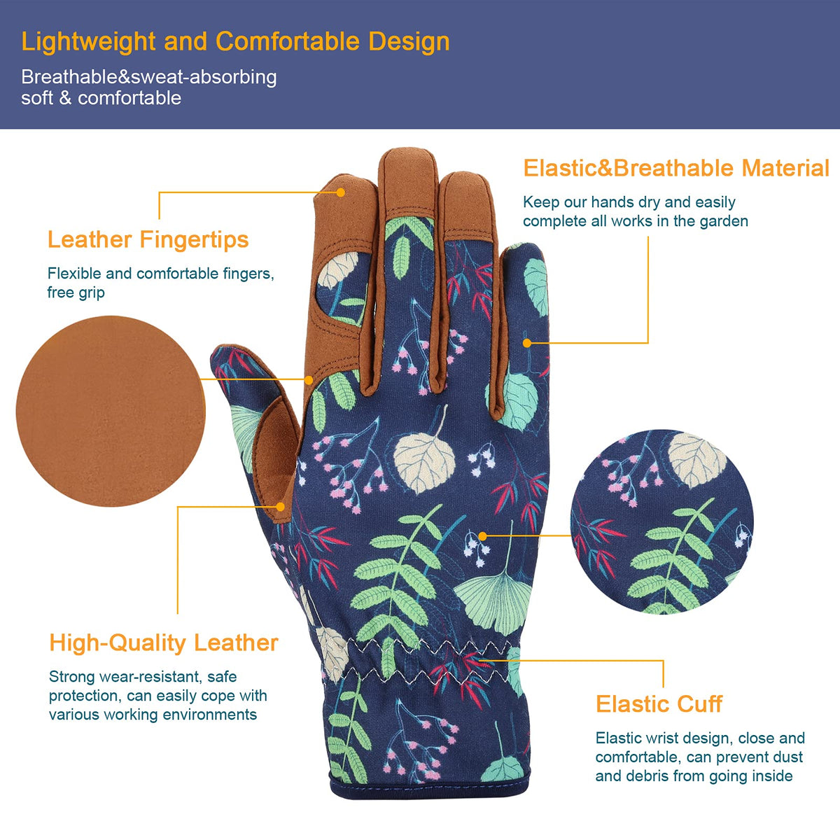 Bamllum gloves feature a durable palm with superior grip for planting and weeding