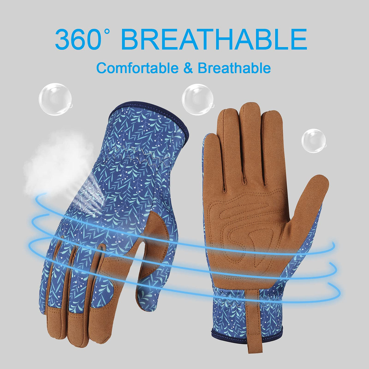 Bamllum glove with elastic wrist keeps dust out for cleaner gardening.