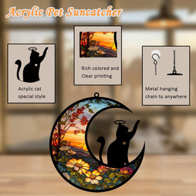 BamLue cat memorial suncatcher hanging chain enables easy window display