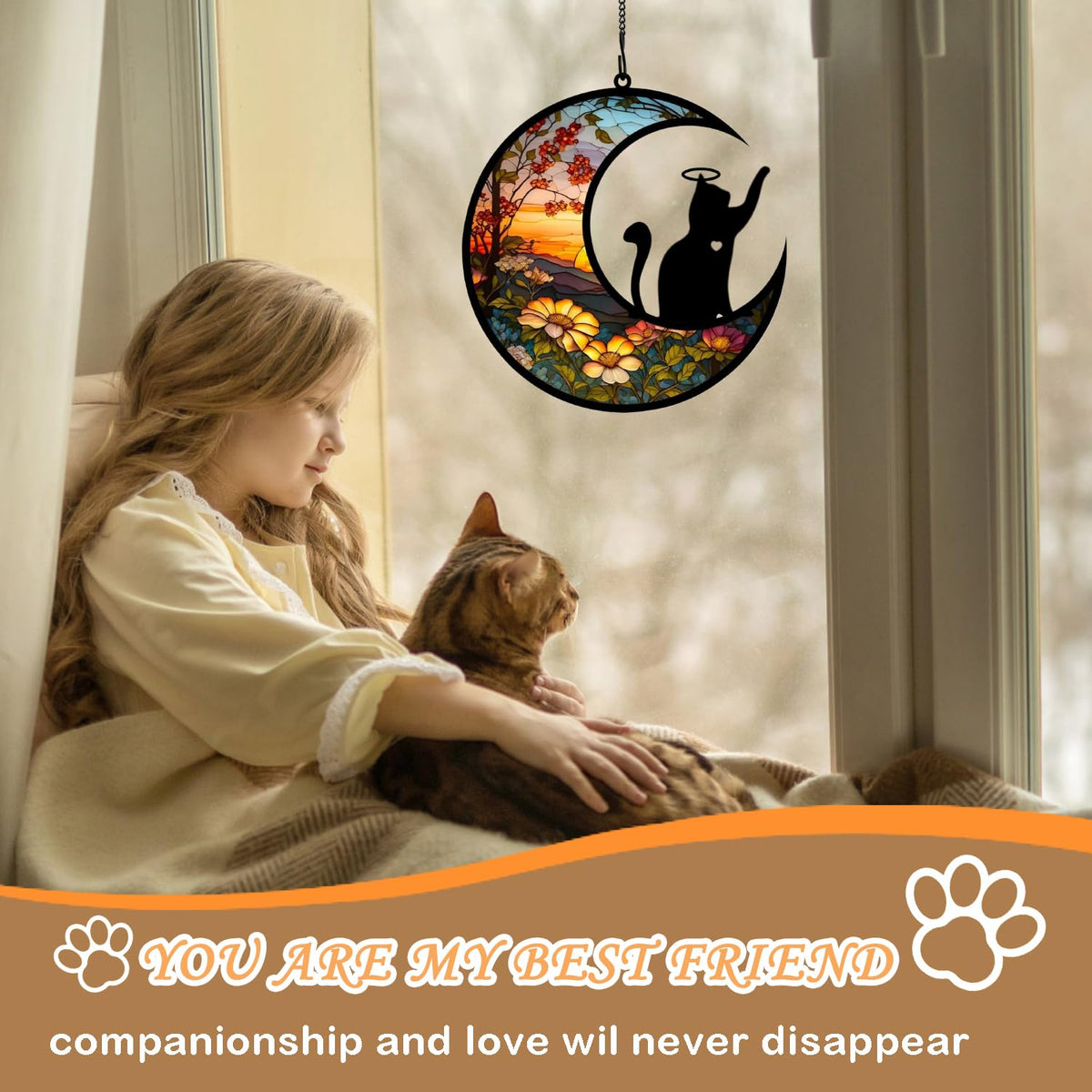 BamLue cat memorial suncatcher with customize name highlights personal tribute