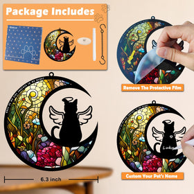 BamLue cat memorial suncatcher works indoors or outdoors with warm color glow.