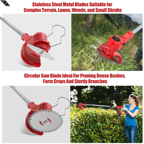 Cordless operation of Bamse weed wacker enables easy yard movement.