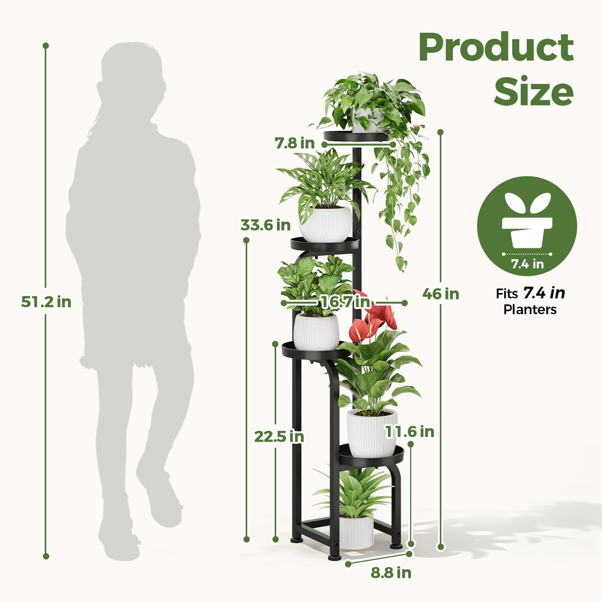 Bamworld 4-tier plant shelf highlighted in living room setup delivering stylish vertical display.