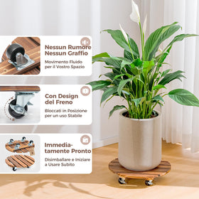 Bamworld acacia wood plant caddy supports up to 240 lbs for heavy planters.