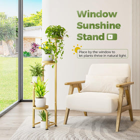 Bamworld adjustable feet keep the stand level on uneven floors.