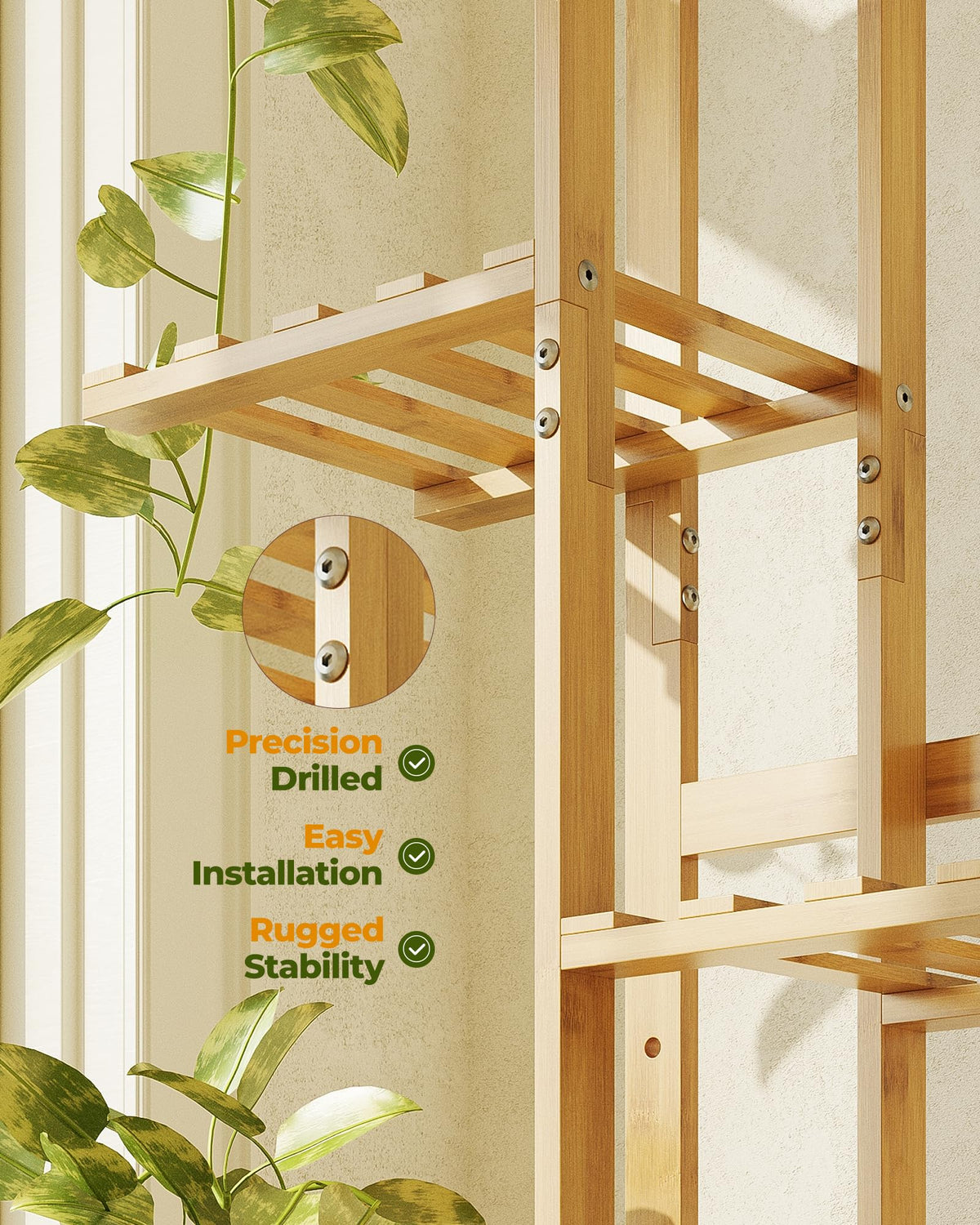 Bamworld bamboo plant stand on balcony illustrating indoor outdoor versatility