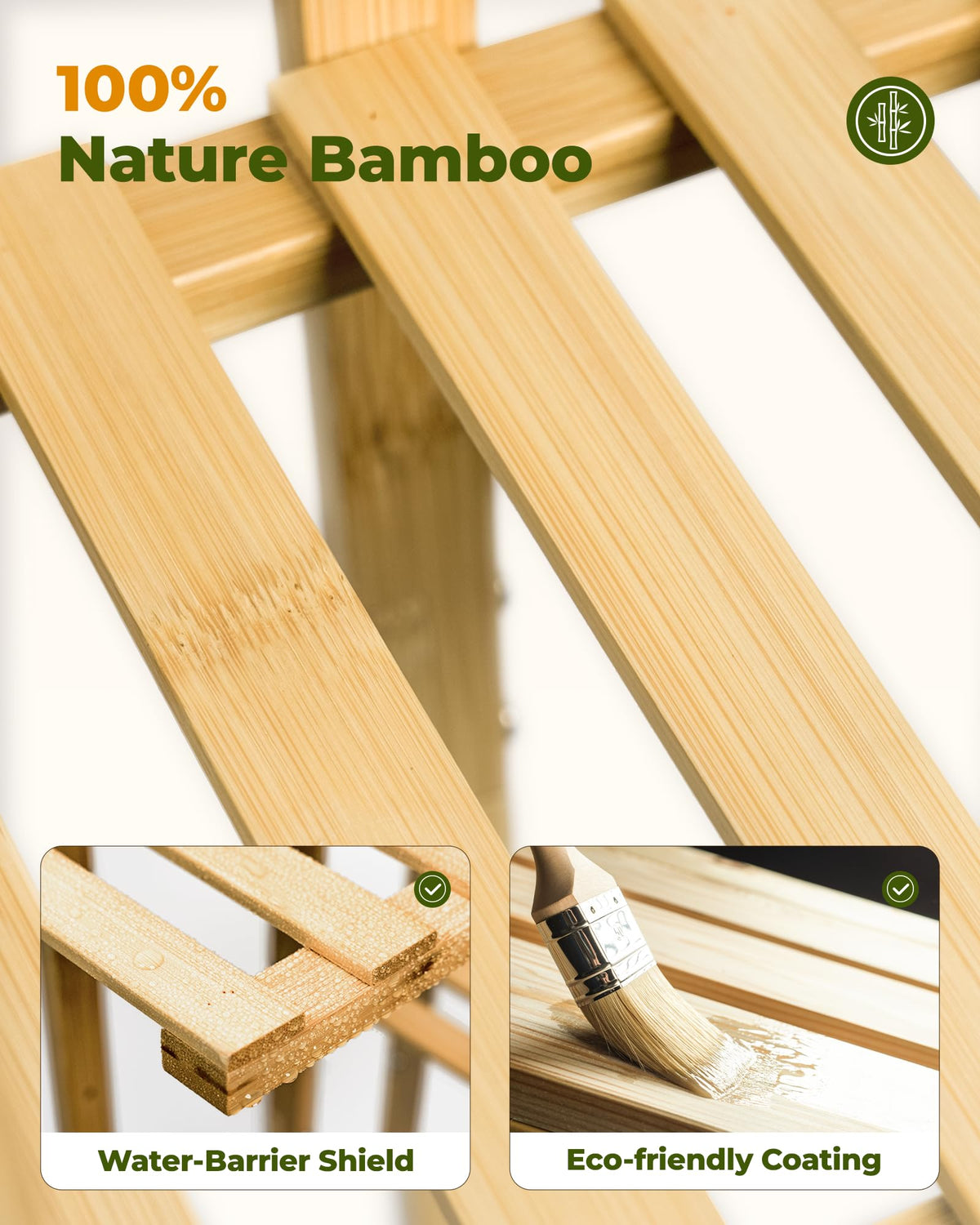 Bamworld bamboo plant stand bottom shelf showing solid base support for various pots