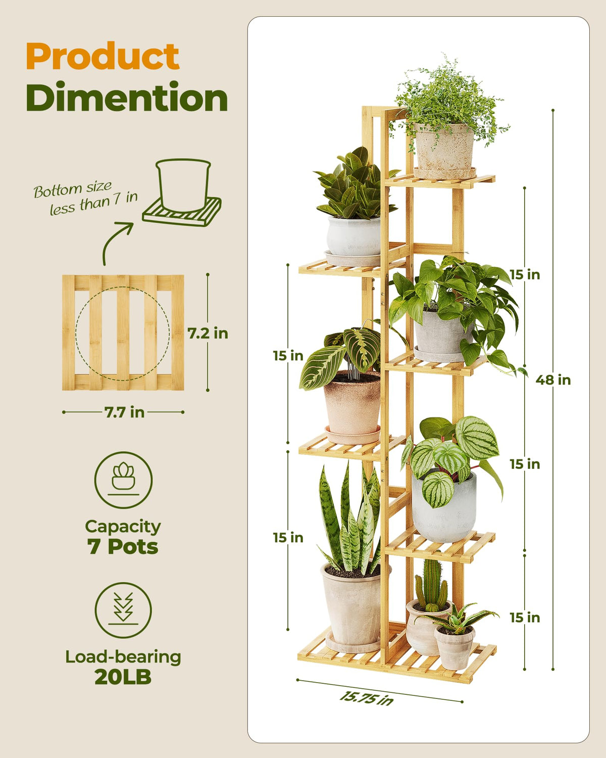 Bamworld bamboo plant stand top tier with lush plants for vertical gardening
