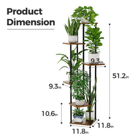 Bamworld brown-finish plant shelf complements living room decor and styles