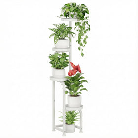 Bamworld corner plant stand in white metal, ideal for indoor plant display.