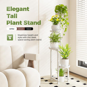 Bamworld tall metal plant shelf suitable for outdoor or indoor spaces.
