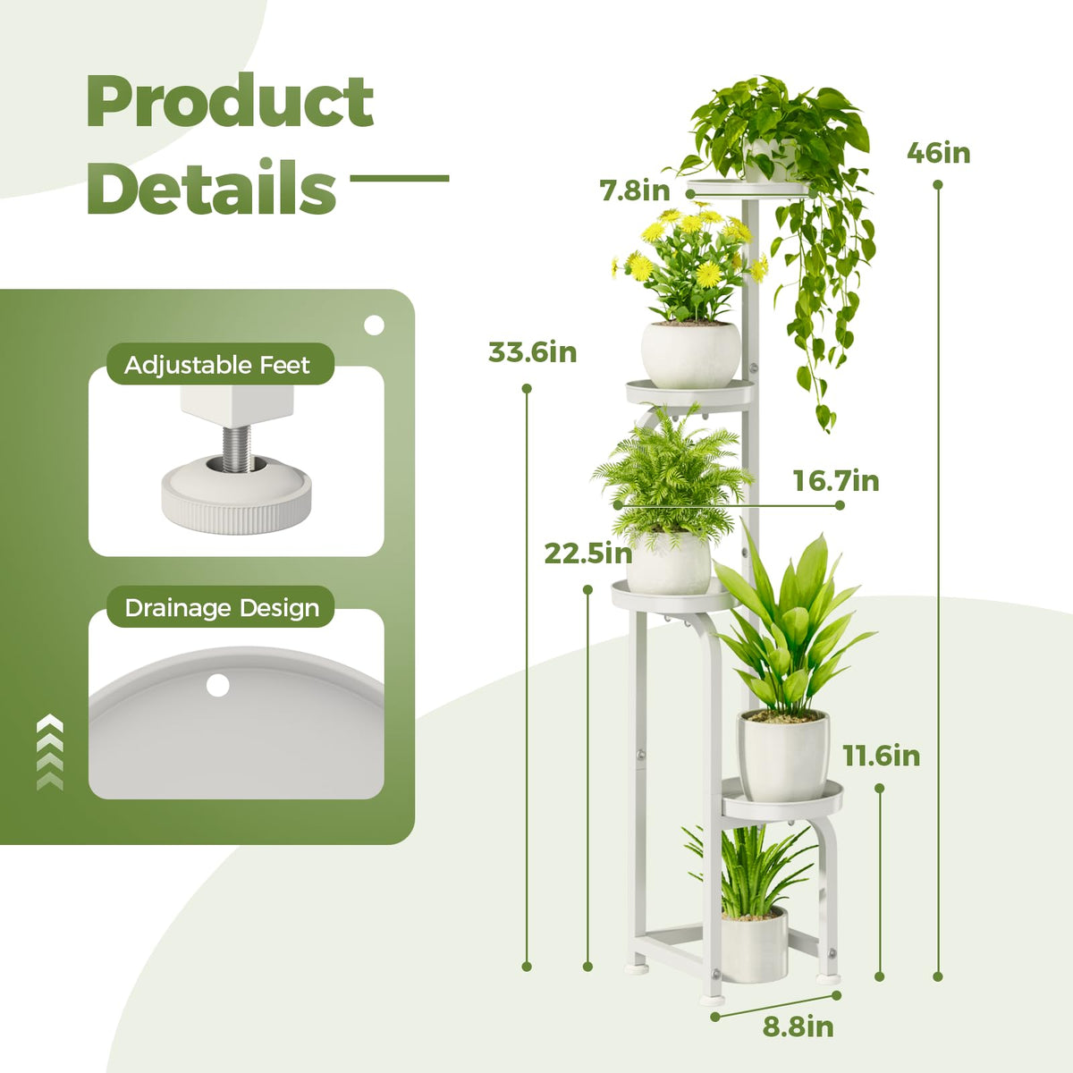 Bamworld drainage-ready plant stand with perforated trays.