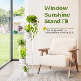 Bamworld spiral-structure 4-tier stand showcases plants elegantly.