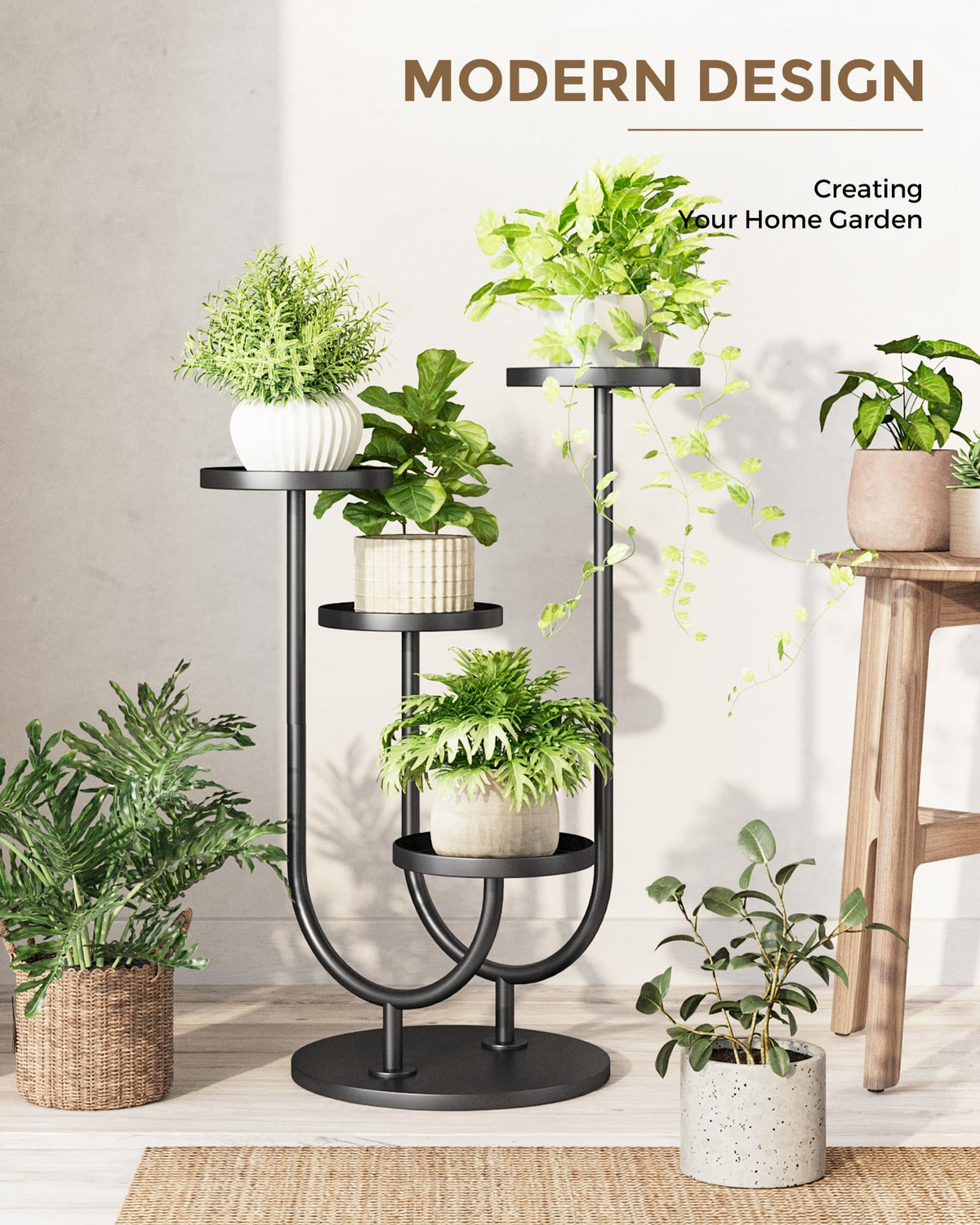 Bamworld corner plant stand fits bedrooms and foyers with organized greenery.
