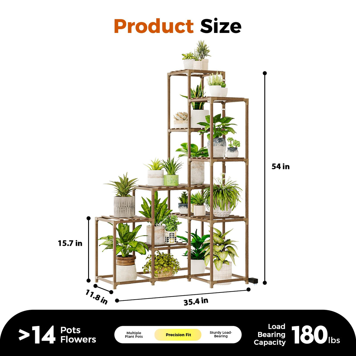 Bamworld corner plant stand carbonized eucalyptus wood – durable, water-resistant finish