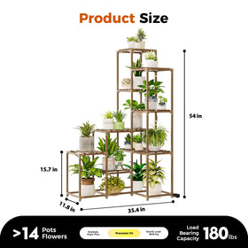 Bamworld corner plant stand carbonized eucalyptus wood – durable, water-resistant finish