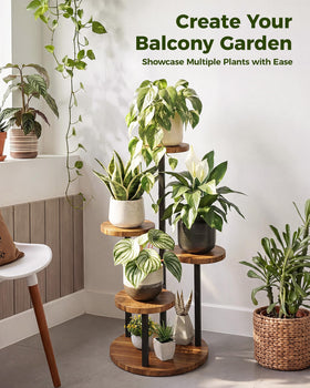 Bamworld corner plant stand fits small spaces, perfect for balconies.
