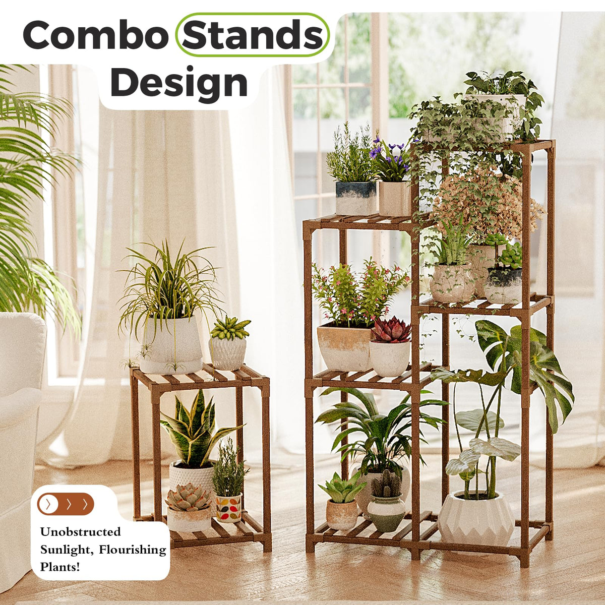 Bamworld dual-set rack holds multiple pots for flexible layouts.