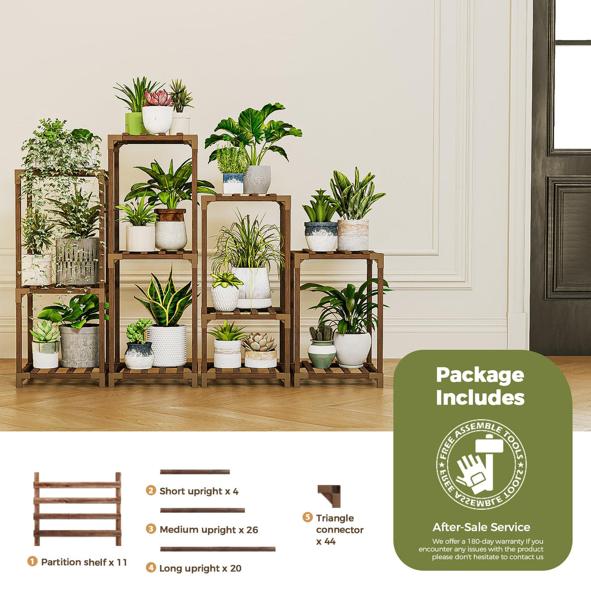 Bamworld durable-waterproof-plant-stand withstands daily use in indoor or outdoor spaces.