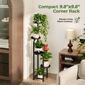 Bamworld four-tier spiral design shown with plants evenly spaced for sunlight.