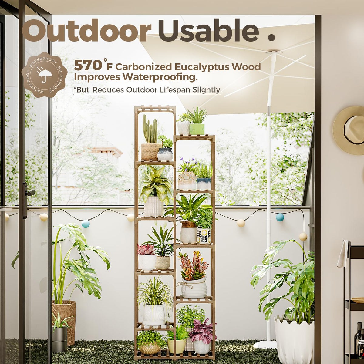 Bamworld garden stand corner display fits indoors or outdoors with style.