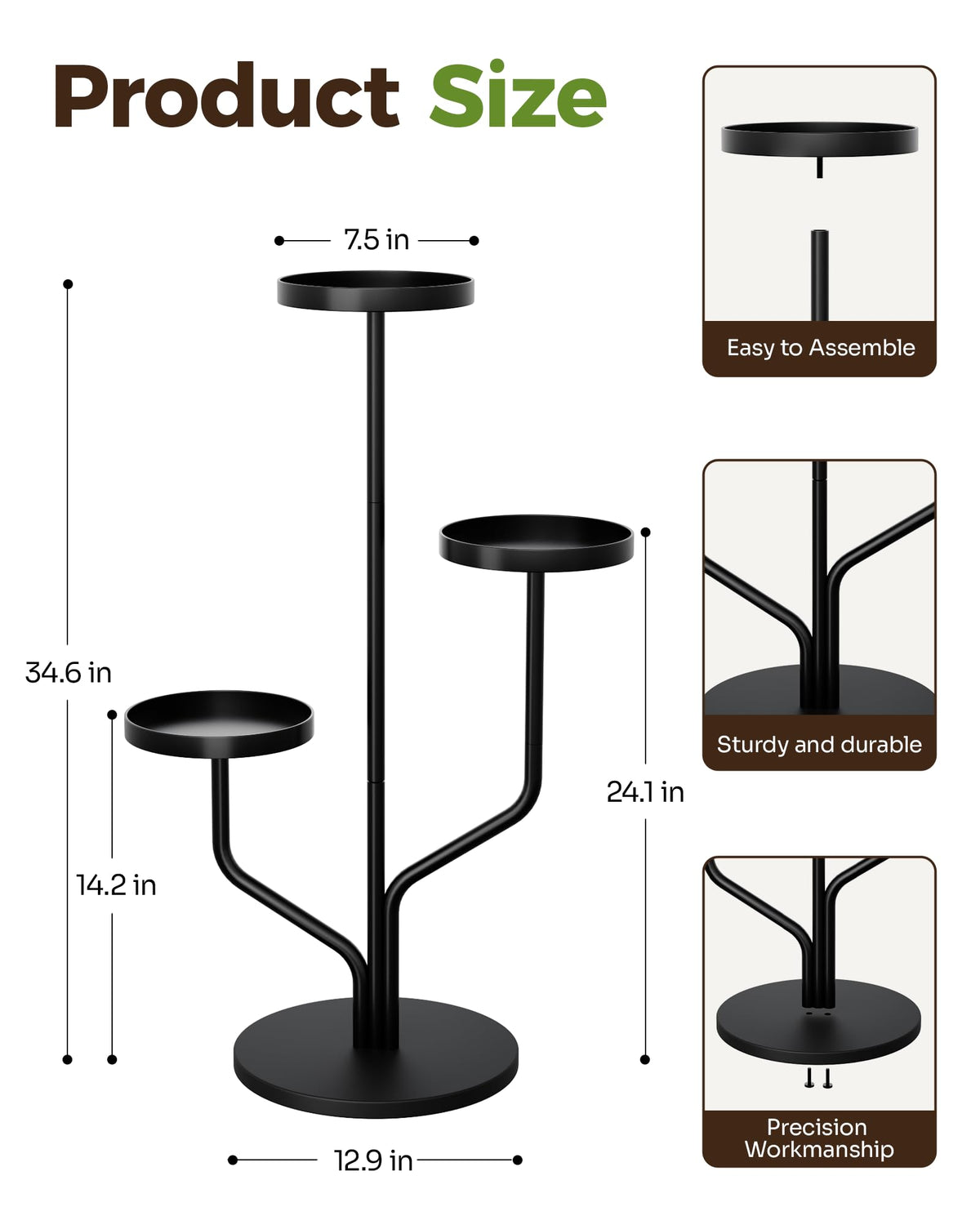 Bamworld greenery display stand in black elevating plants with modern style.