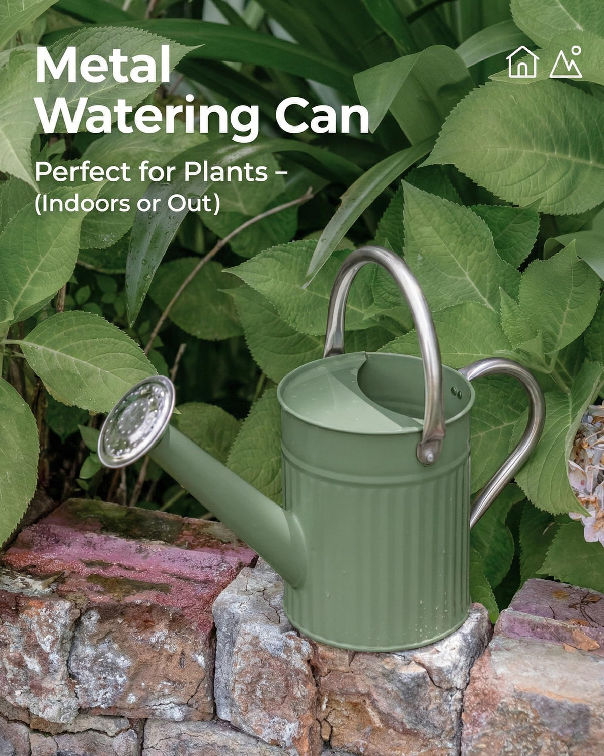 Bamworld half-gallon watering can showcases embossed design.