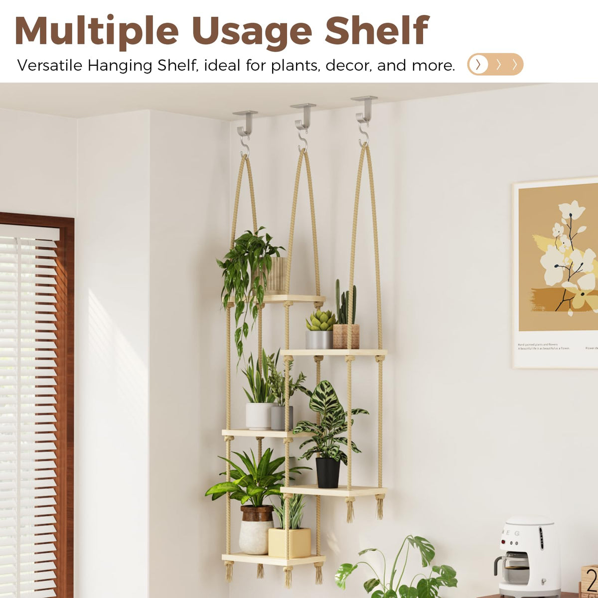 Bamworld adjustable shelves demonstrated by secure knot adjustments