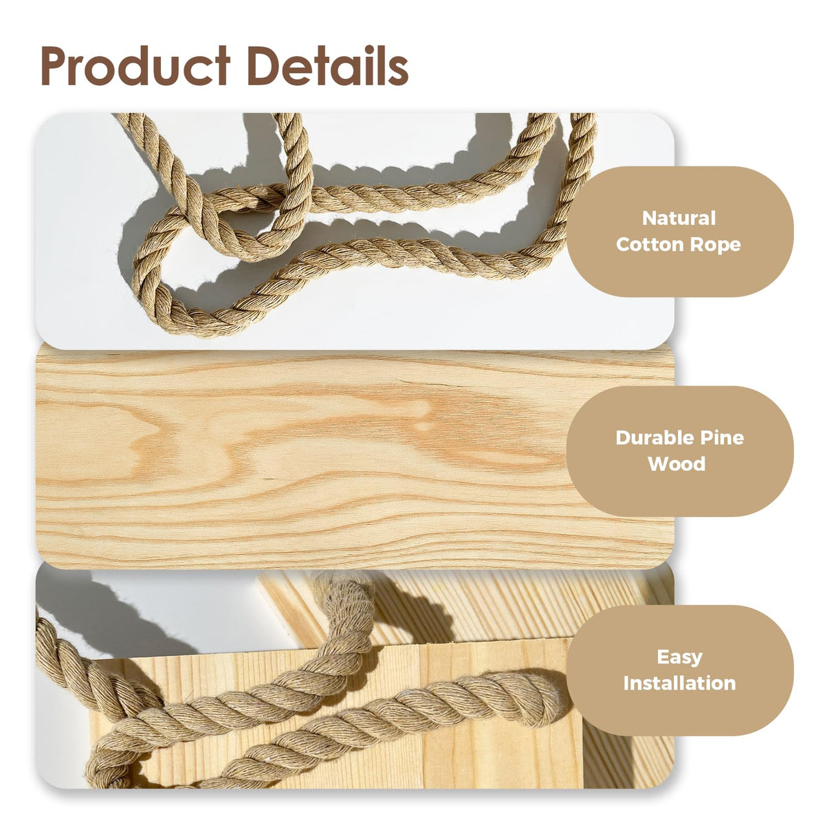 Bamworld boho decor shelf with natural wood finish for style