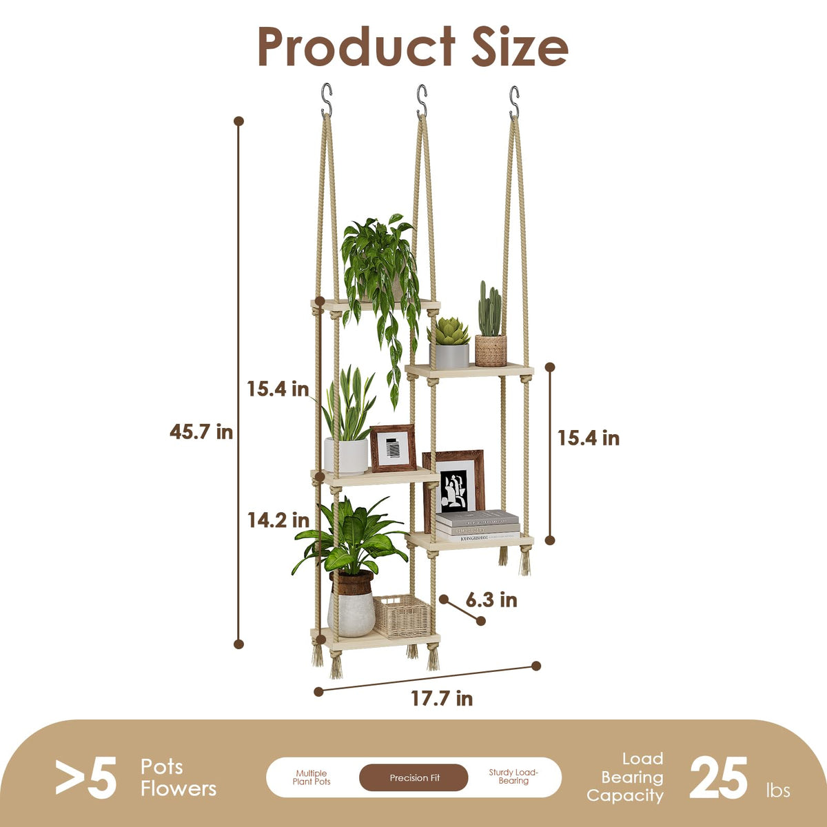 Bamworld plant shelf close-up of rope tie and adjustable knots