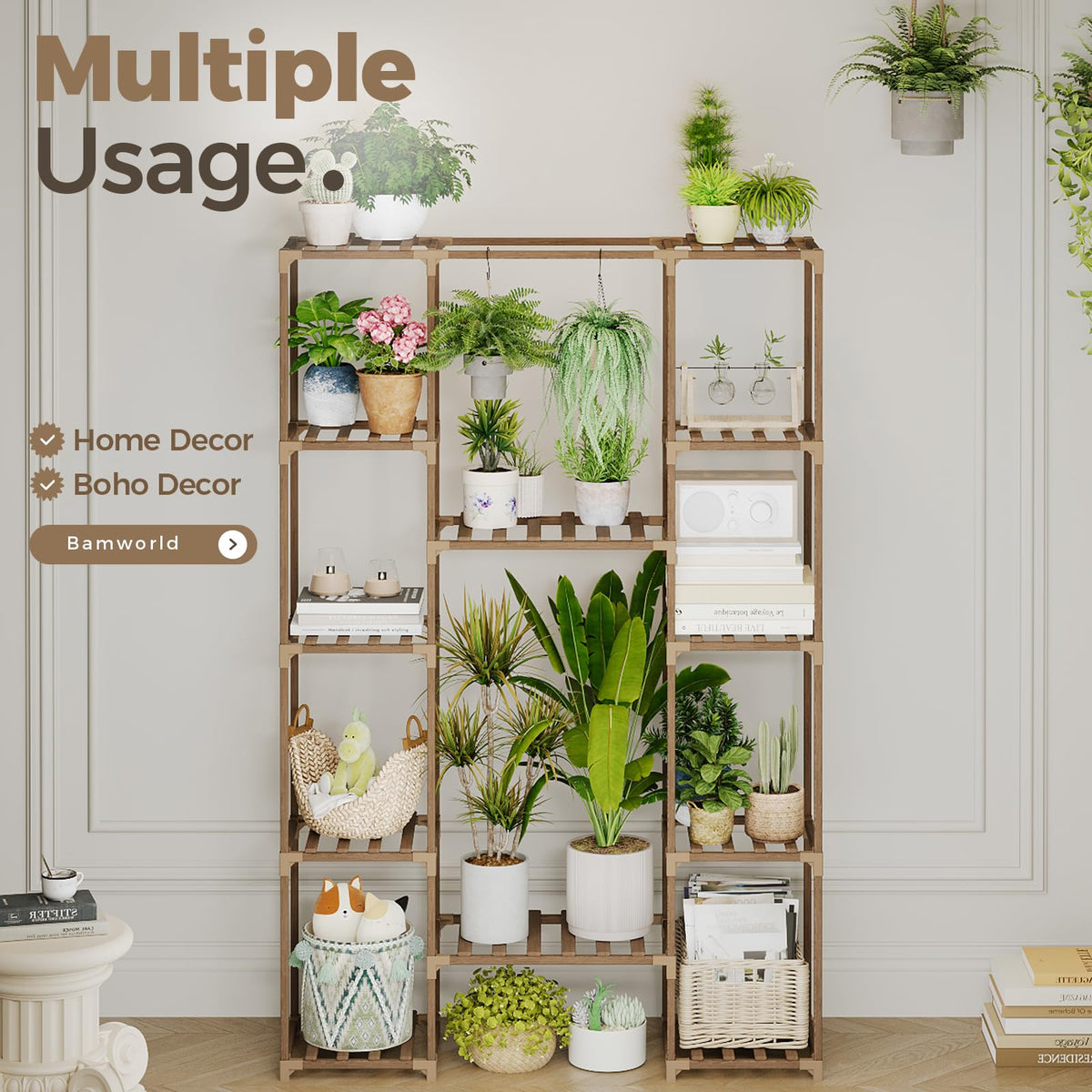 Bamworld versatile indoor outdoor plant display in a living room setting