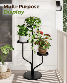 Bamworld indoor-outdoor plant rack in black for patios and living areas.