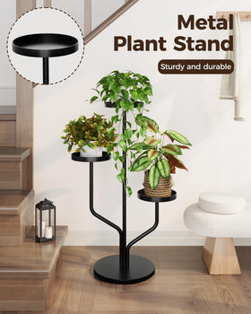 Bamworld plant shelf sturdy base in black, capable of supporting multiple pots.