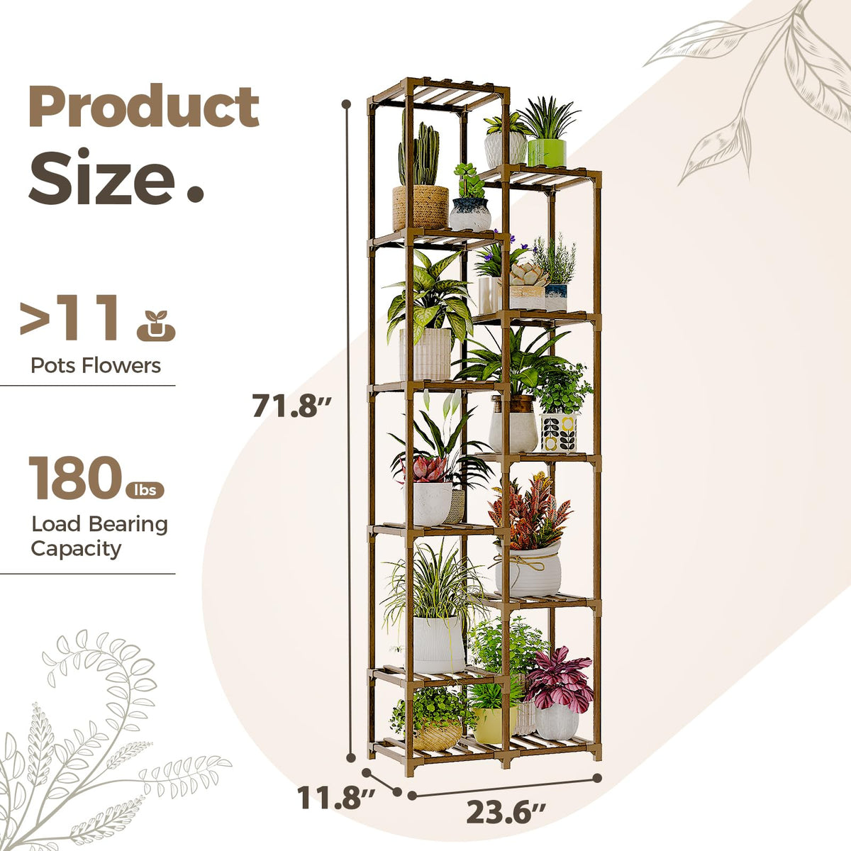 Bamworld living room plant display elevates decor while keeping care nearby.