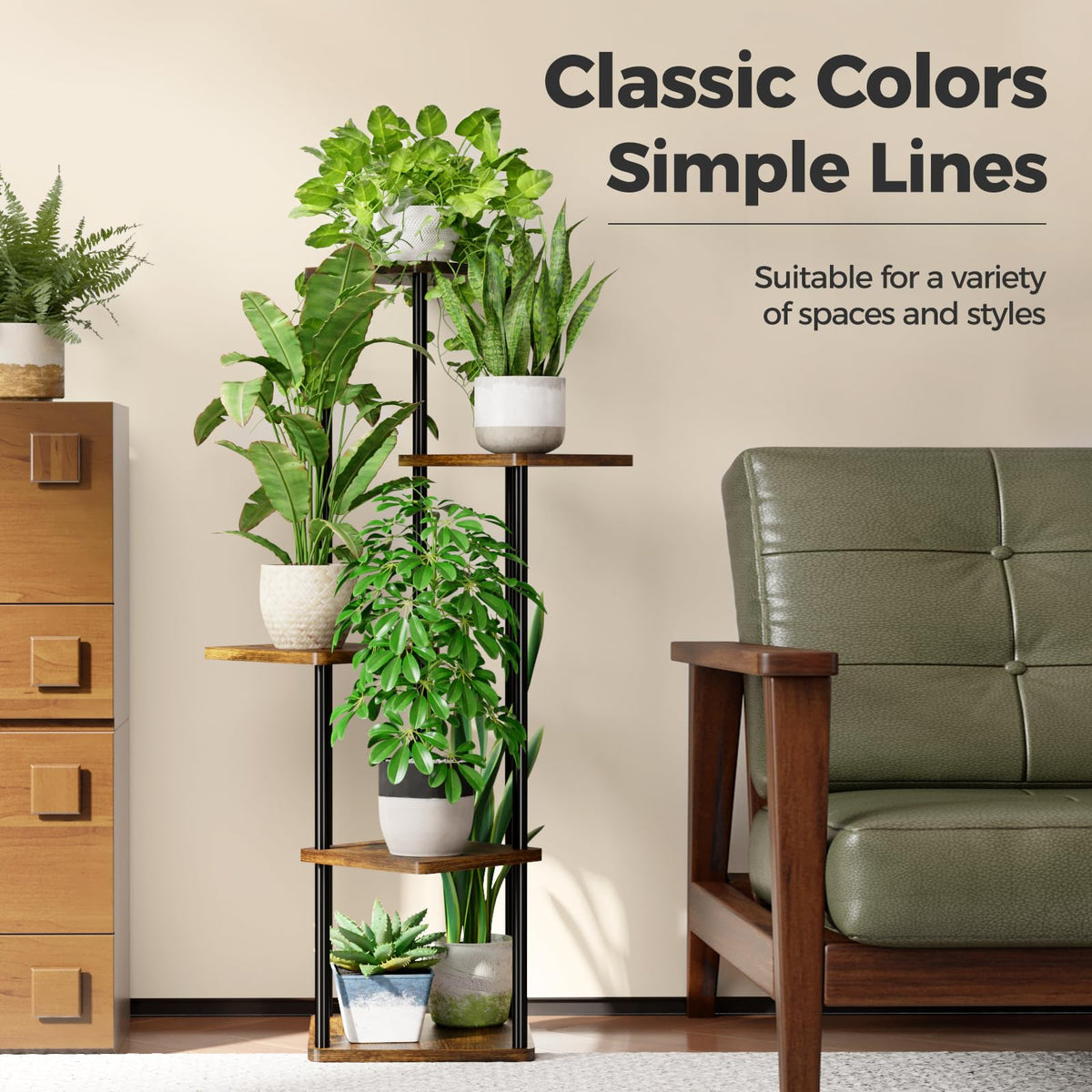 Bamworld metal and MDF plant shelf highlighting easy assembly and sturdy support