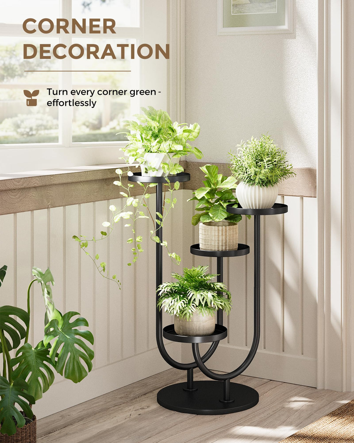 Bamworld midcentury modern rack blends style with practical four-pot capacity.
