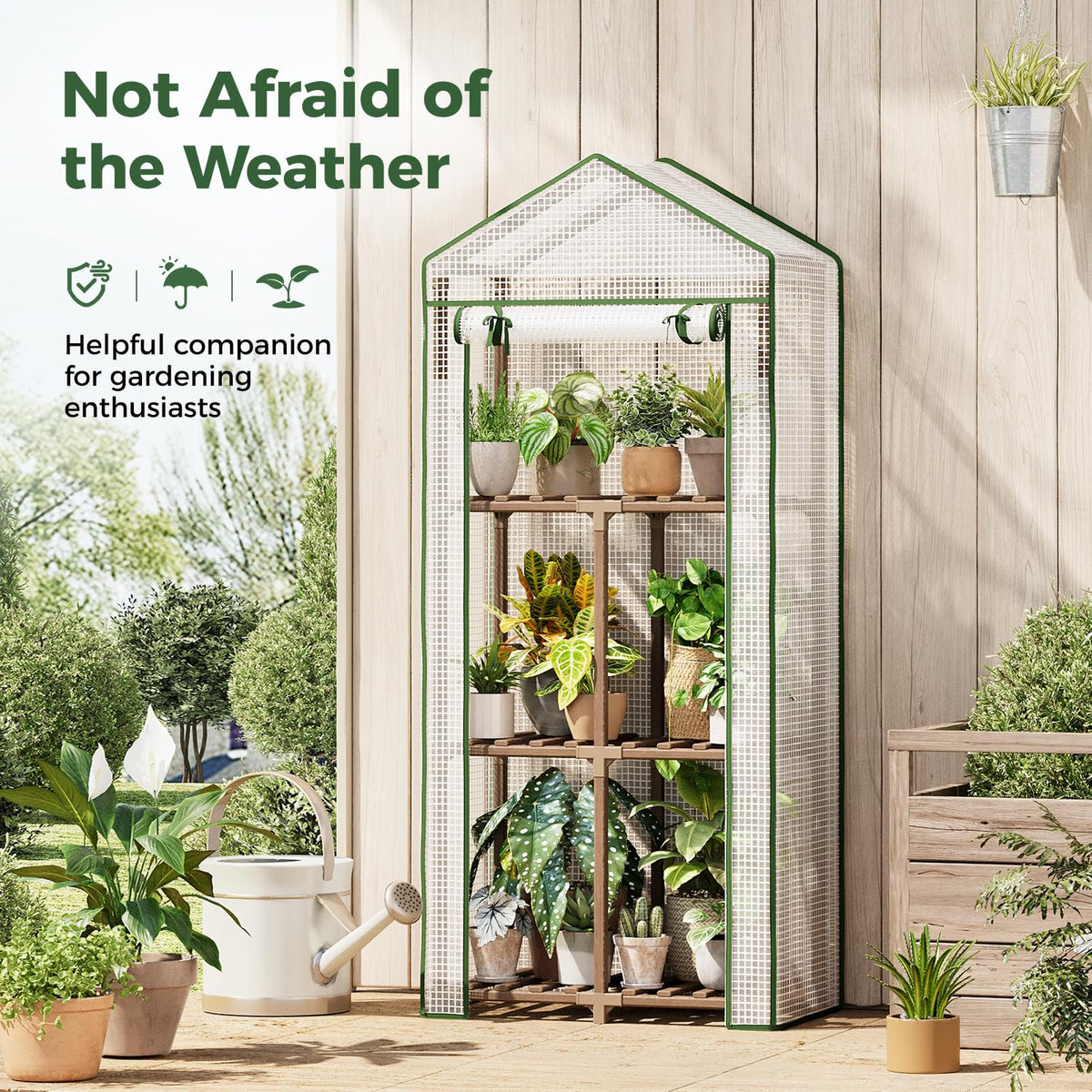 Bamworld mini greenhouse 3-tier-shelves maximize space for seeds and trays.