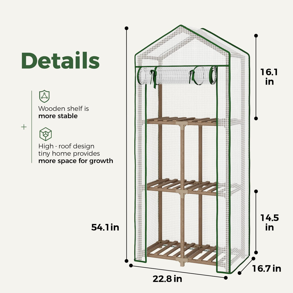 Bamworld mini greenhouse with PE-cover demonstrating weather protection and easy on/off.